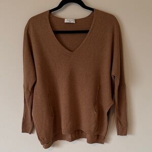38. | Aritzia | Babaton | Camel Brown V-Neck Sweater